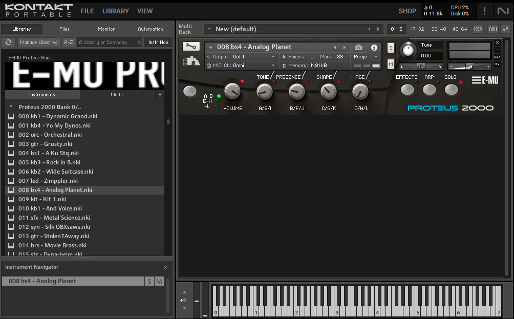 kontakt bank - emu proteus rack